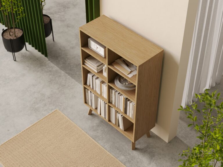 Bibliothèque moderne en chêne 136 x 90 cm