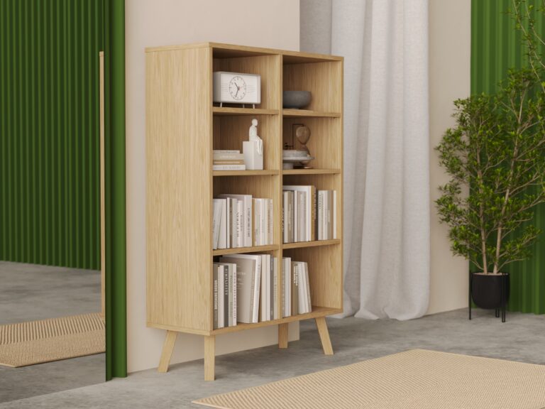 Bibliothèque moderne en chêne 136 x 90 cm