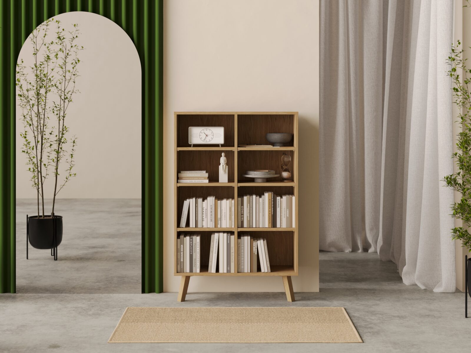 Bibliothèque moderne en chêne 136 x 90 cm