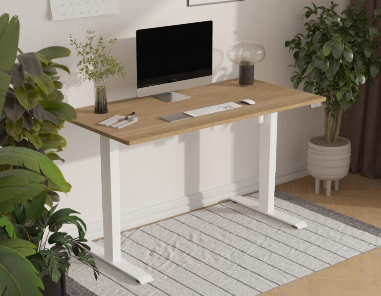 Bureau assis-debout électrique en chêne massif