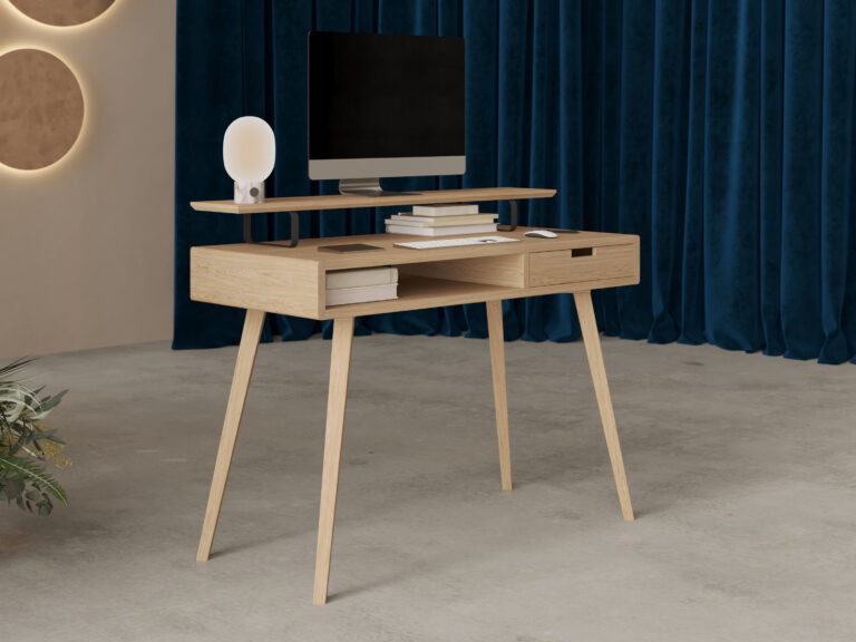 Bureau en chêne 100 cm avec tiroir en bois massif