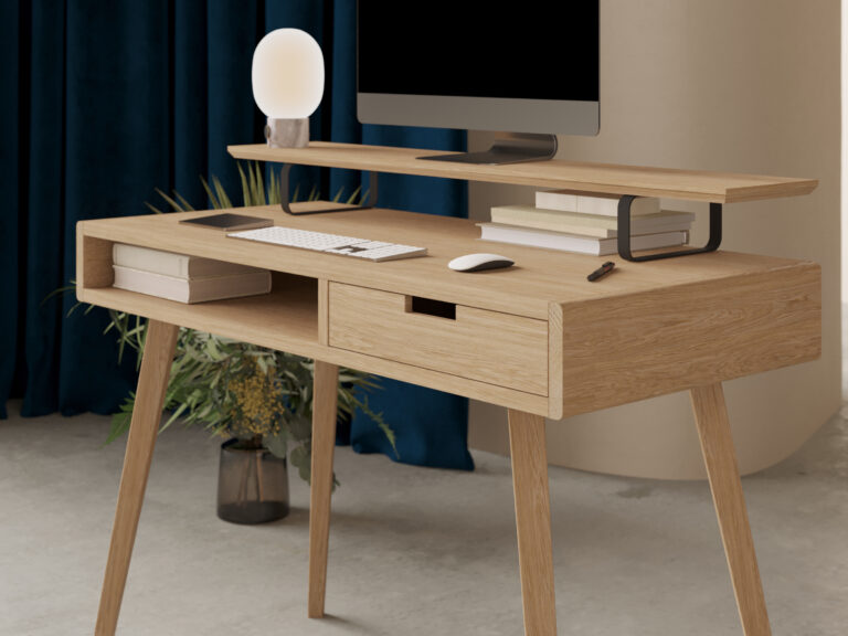 Bureau en chêne 100 cm avec tiroir en bois massif
