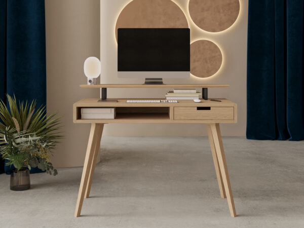 Bureau en chêne 100 cm avec tiroir en bois massif