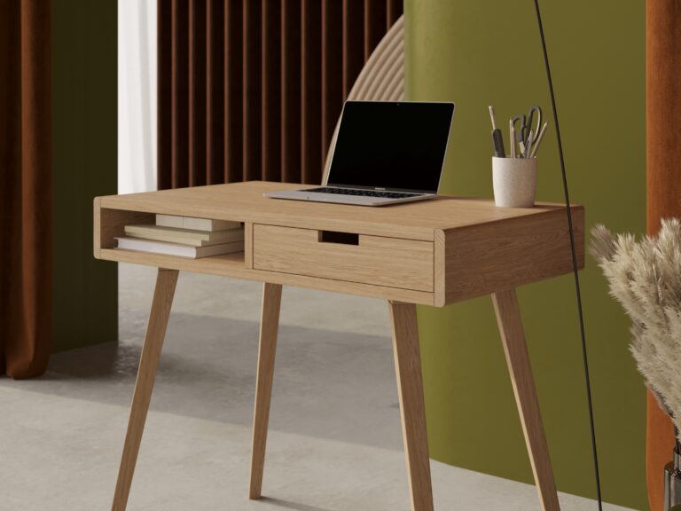 Bureau en chêne 90 cm avec tiroir en bois massif