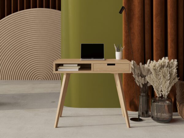 Bureau en chêne 90 cm avec tiroir en bois massif