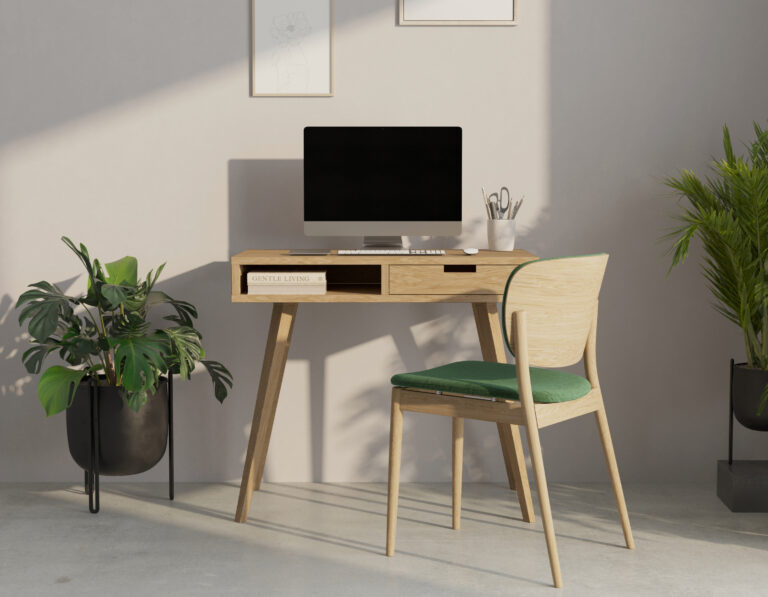 Bureau en chêne 90 x 50 cm, style mid-century