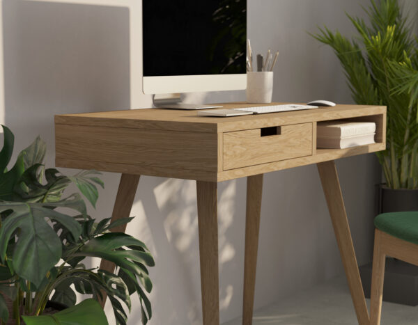 Bureau en chêne 90 x 50 cm, style mid-century