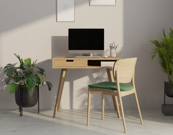 Bureau en chêne 90 x 50 cm, style mid-century