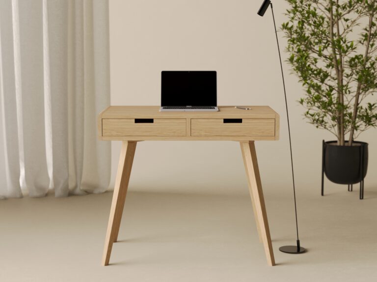 Bureau moderne en chêne massif aux bords arrondis