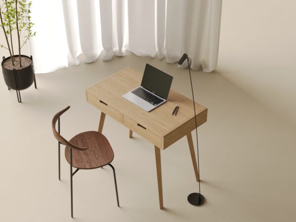 Bureau moderne en chêne massif aux bords arrondis