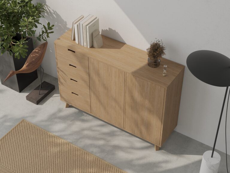 Commode de chambre en chêne avec 4 tiroirs