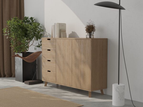 Commode de chambre en chêne avec 4 tiroirs