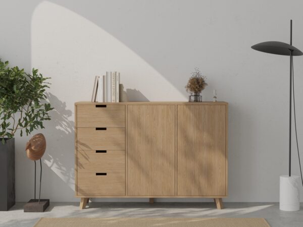 Commode de chambre en chêne avec 4 tiroirs