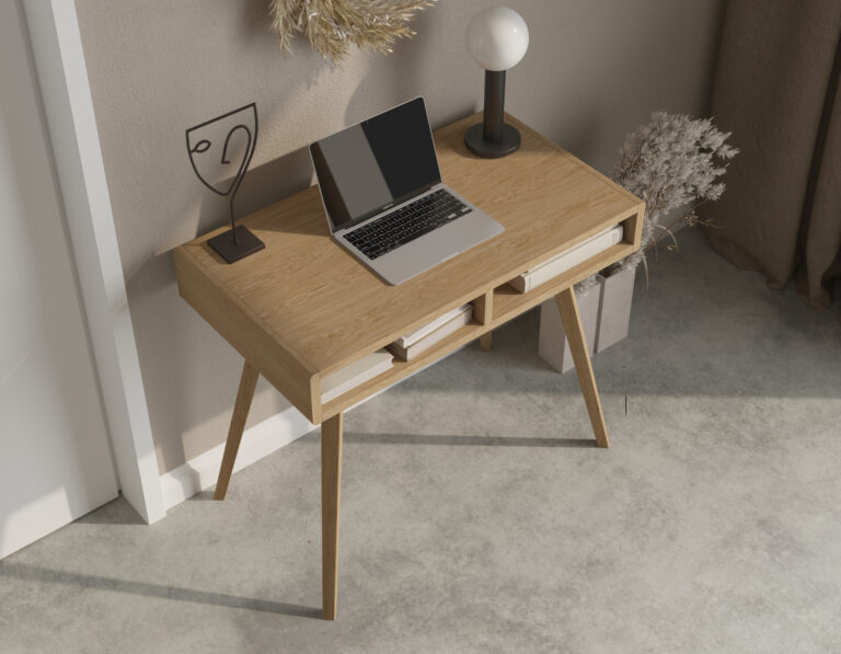 Console bureau moderne en bois de chêne 90 cm