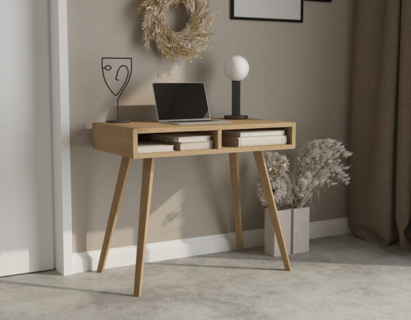 Console bureau moderne en bois de chêne 90 cm
