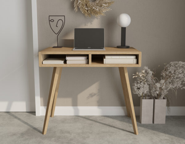 Console bureau moderne en bois de chêne 90 cm