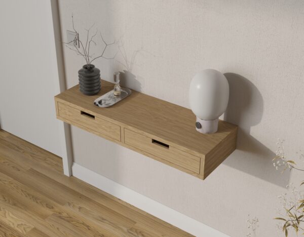 Console murale moderne en chêne avec 2 tiroirs
