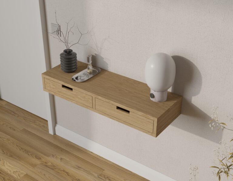 Console murale moderne en chêne avec 2 tiroirs