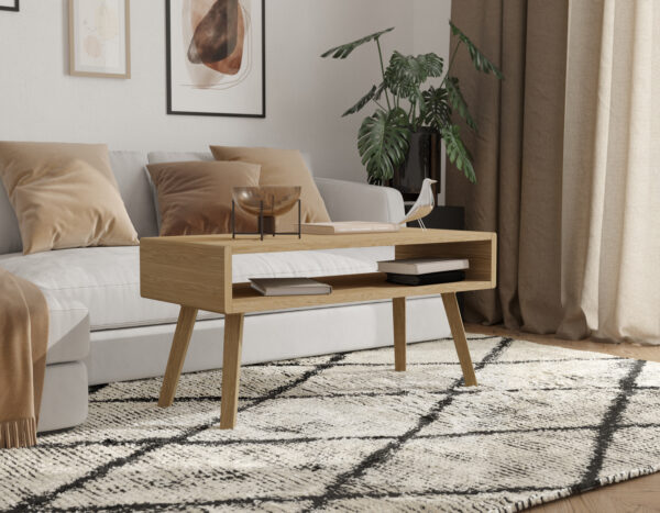 Table basse moderne en chêne 100 cm