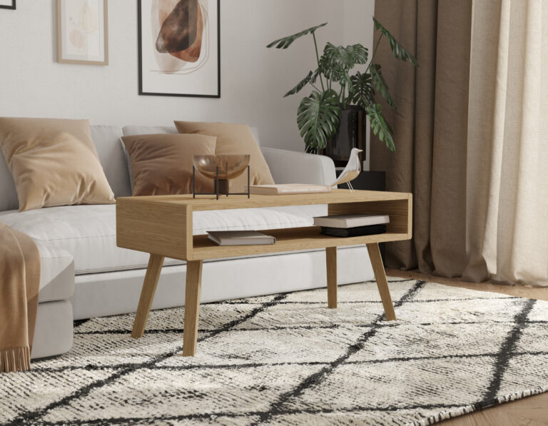 Table basse moderne en chêne 100 cm