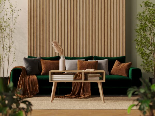 Table basse rectangulaire en chêne, design moderne