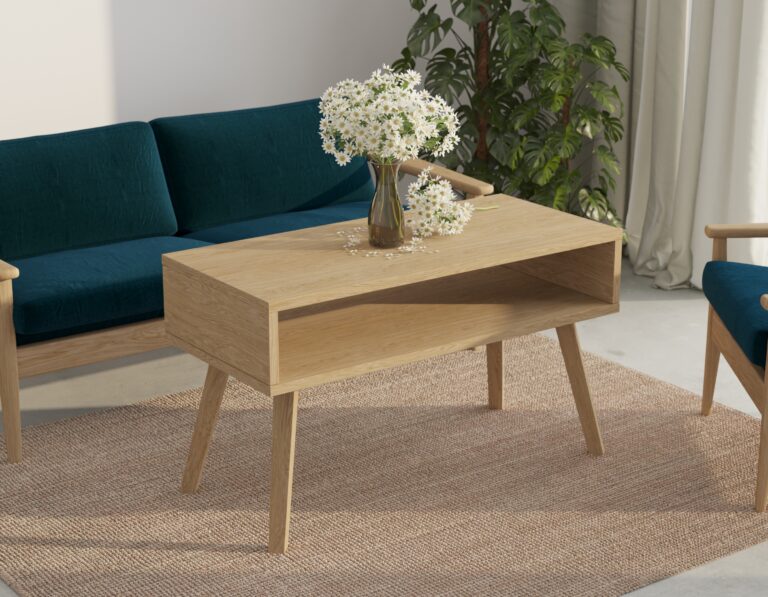 Table basse rectangulaire en chêne massif