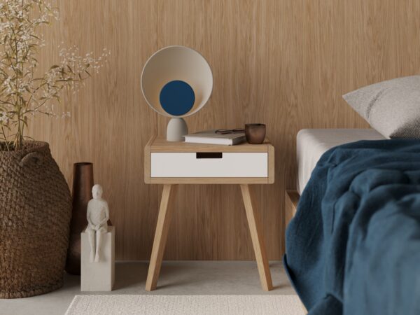 Table de chevet moderne en bois aux bords arrondis