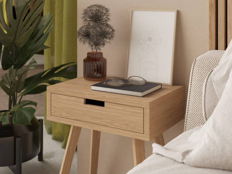 Table de chevet moderne en bois avec tiroir