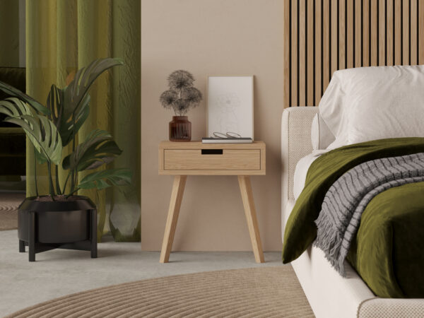 Table de chevet moderne en bois avec tiroir