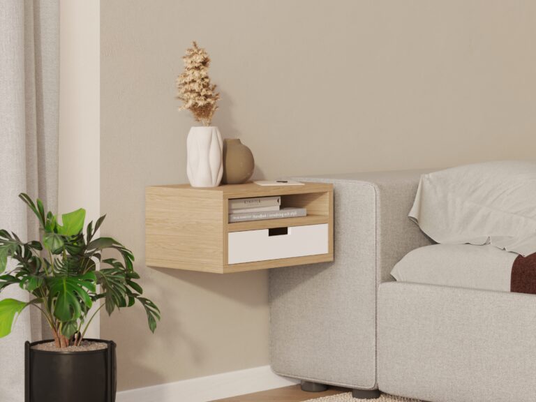 Table de chevet suspendue scandinave en bois