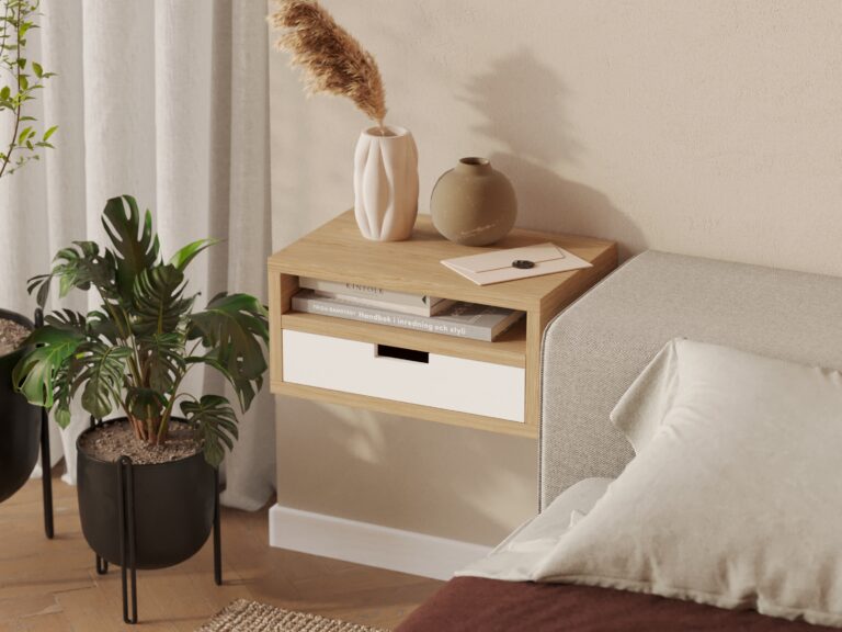 Table de chevet suspendue scandinave en bois