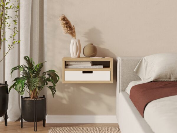 Table de chevet suspendue scandinave en bois