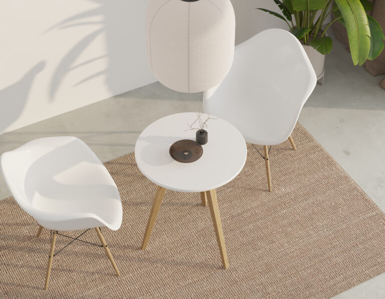 Table d&rsquo;appoint ronde moderne blanche 60 cm avec pieds en bois