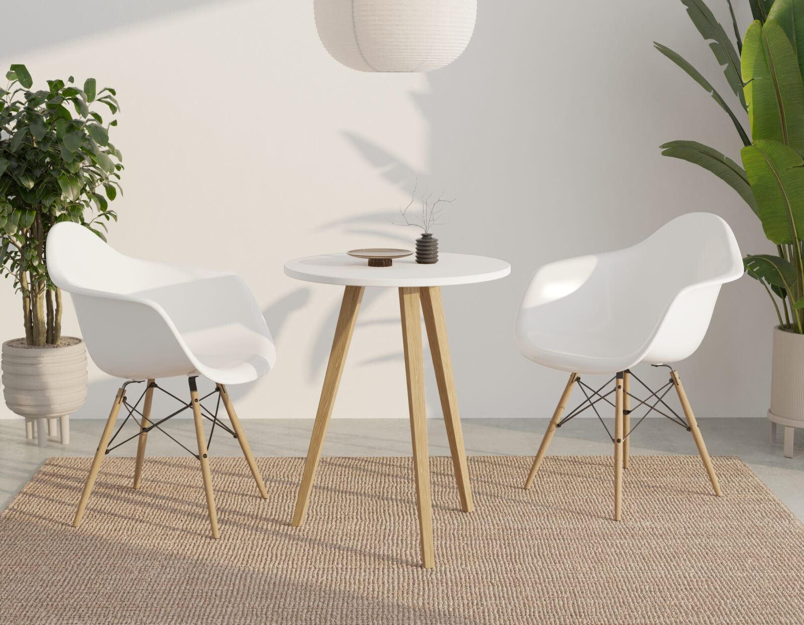 Table d&rsquo;appoint ronde moderne blanche 60 cm avec pieds en bois