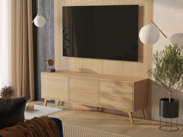 Meuble TV en bois 180 cm pour téléviseur