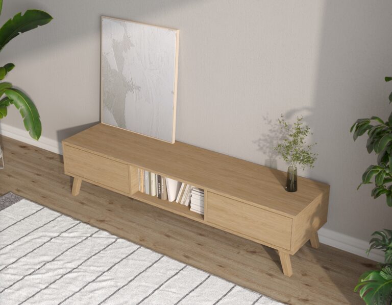 Meuble TV moderne en chêne 180 cm