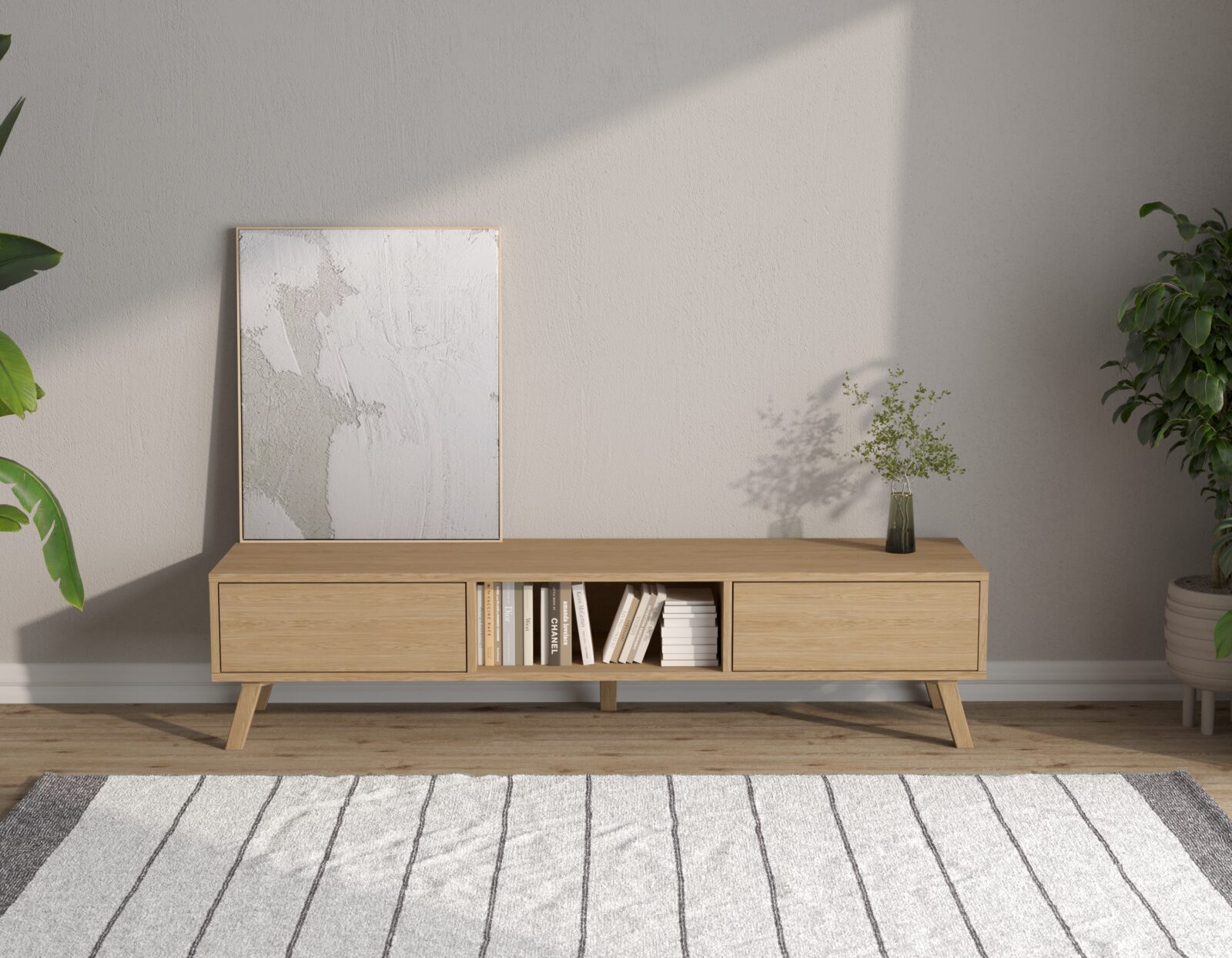 Meuble TV moderne en chêne 180 cm