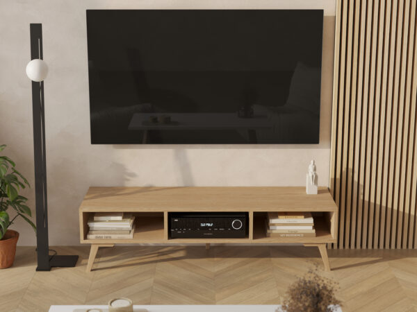 Meuble TV en bois 150 cm avec 3 étagères