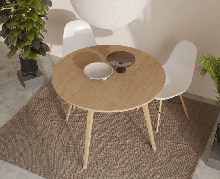 Table à manger ronde moderne en chêne massif 70 à 110 cm