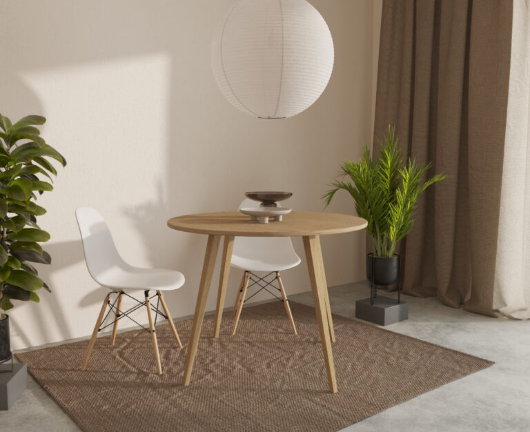 Table à manger ronde moderne en chêne massif 70 à 110 cm
