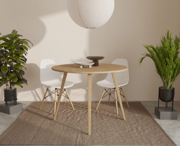 Table à manger ronde moderne en chêne massif 70 à 110 cm