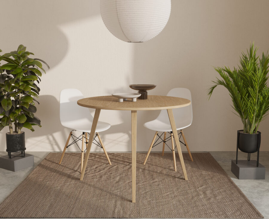 Table à manger ronde moderne en chêne massif 70 à 110 cm