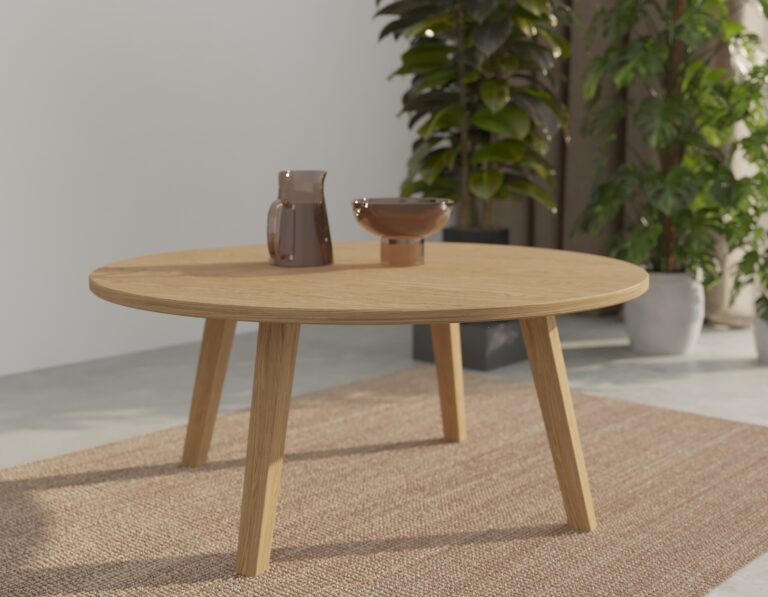 Table basse ronde moderne en chêne massif 50 à 110 cm
