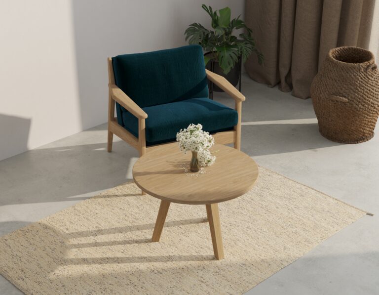 Table basse ronde moderne en chêne massif 50 à 110 cm