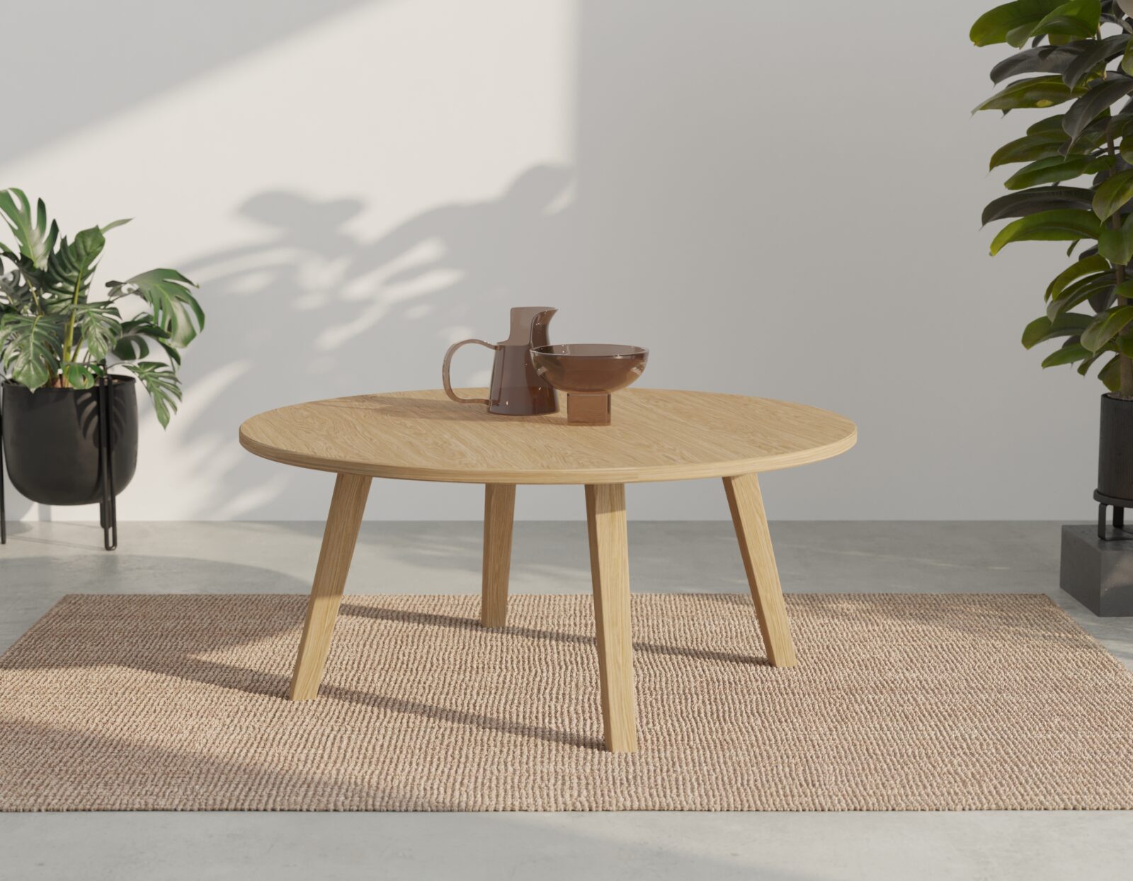 Table basse ronde moderne en chêne massif 50 à 110 cm
