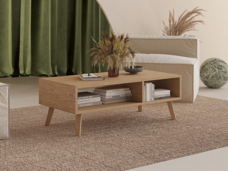 Grande table basse rectangulaire en bois 120 cm