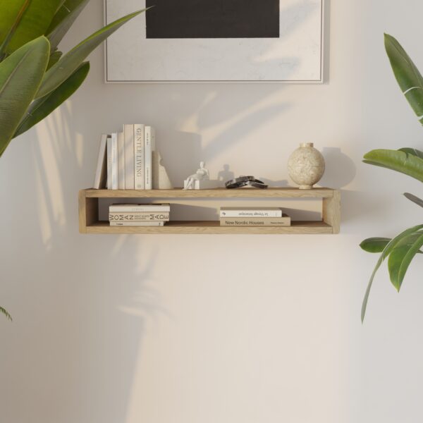 Petite console murale contemporaine en bois de chêne, 80 x 20 cm