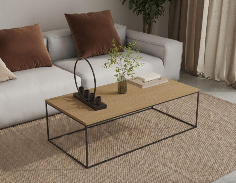 Table basse minimaliste en chêne 100 x 50 cm