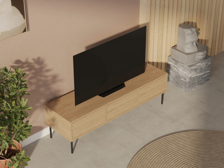 Meuble TV en chêne 150 cm, style loft