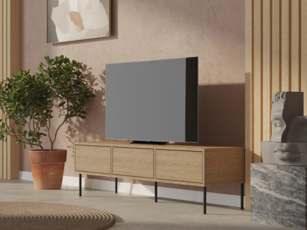 Meuble TV en chêne 150 cm, style loft
